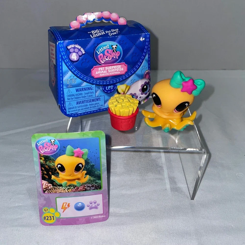 Littlest Pet Shop G7 Series 4 Yellow Octopus‎ 231 French Fries Figure Box Card